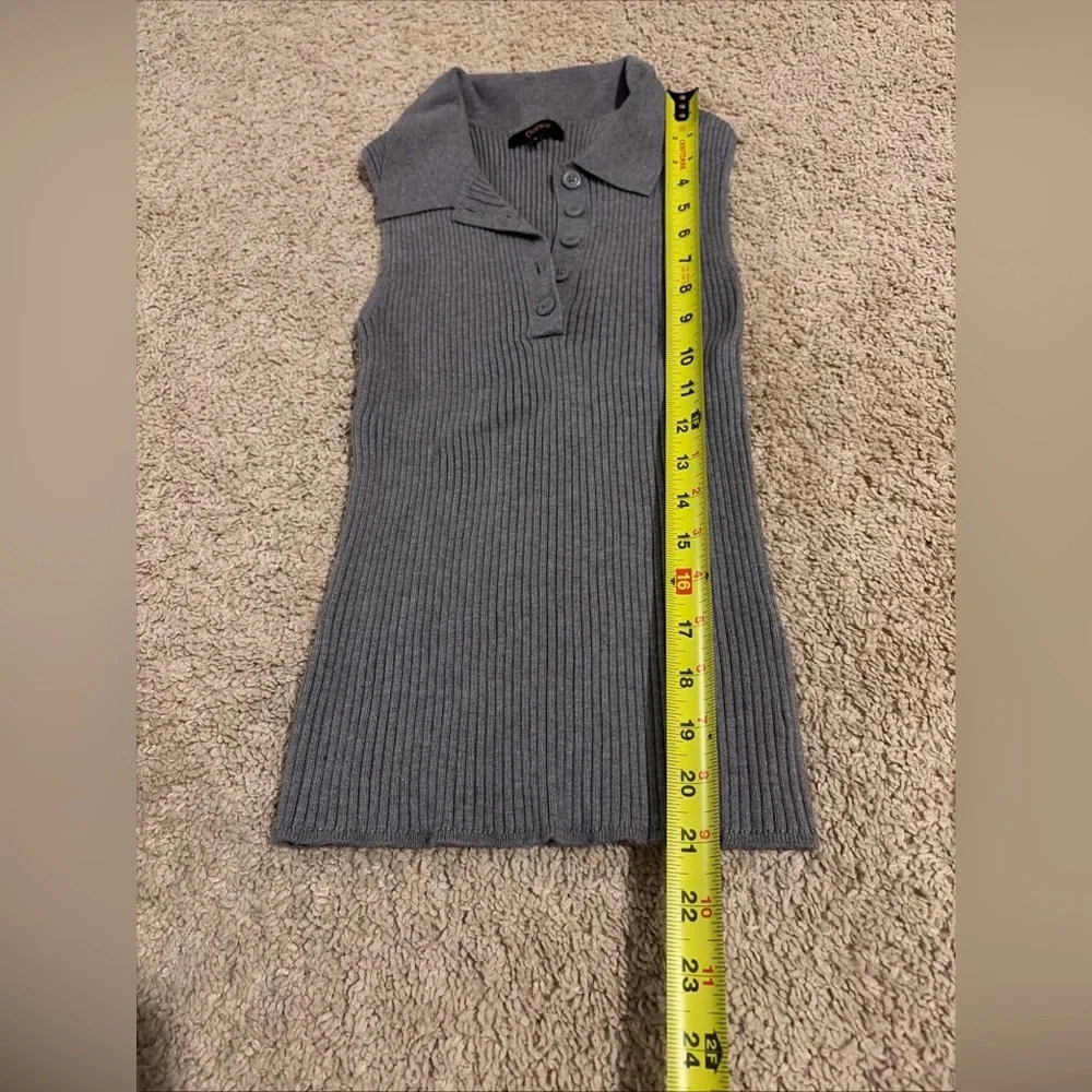 Womens Quince Polo Collared Sleeveless Sweater Size Small Gray Ribbed Knit - Picture 2 of 6